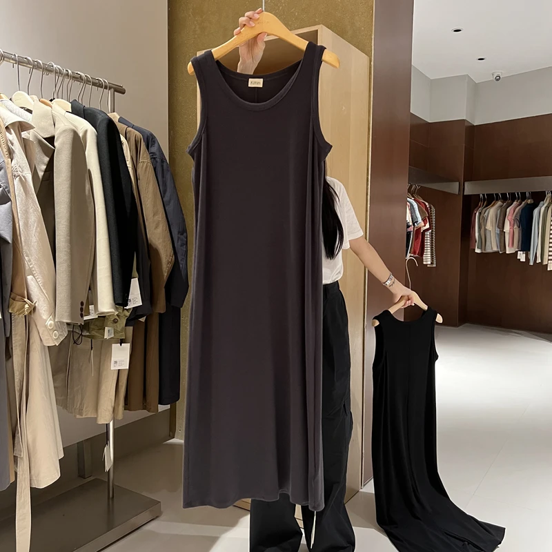 夏季新款韩版宽松长款打底背心裙5367（裙长123推荐140斤）