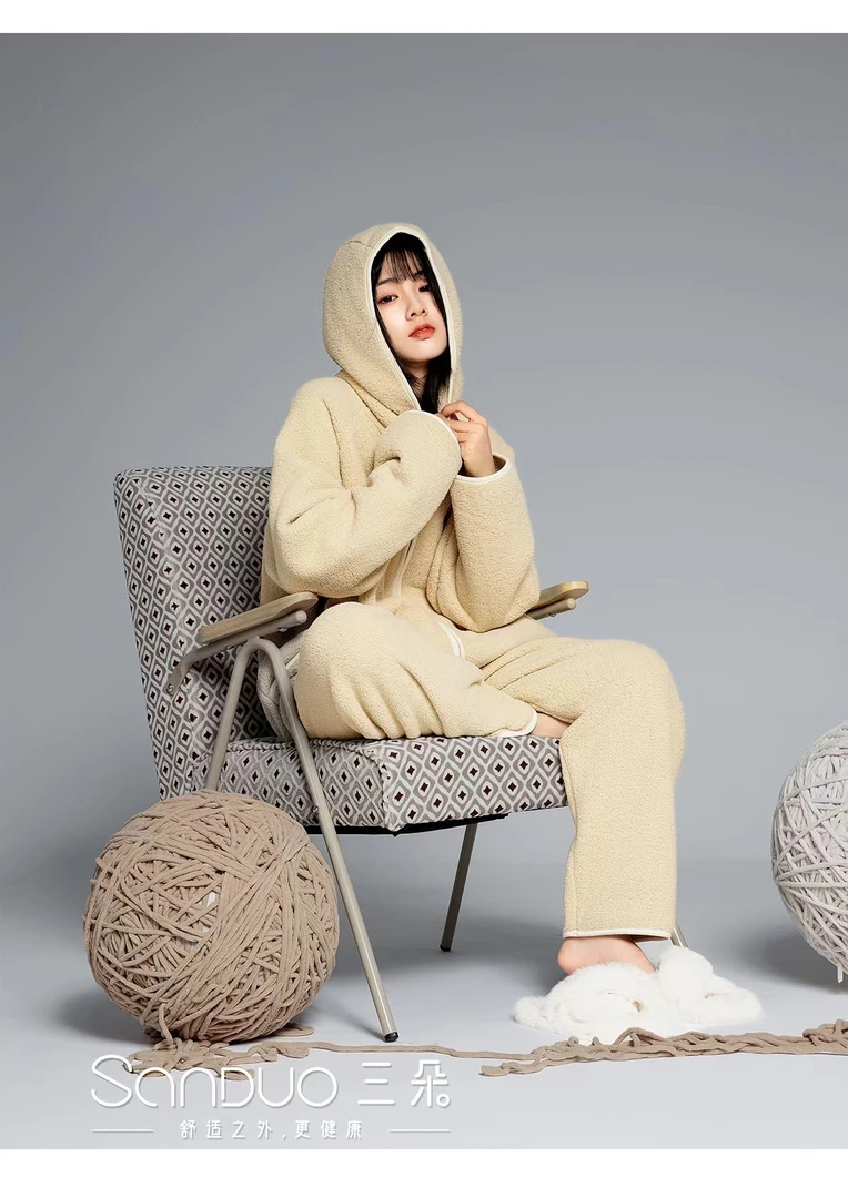 新款云感连帽家居服套装9008（衣长70裤长100体重140斤内）