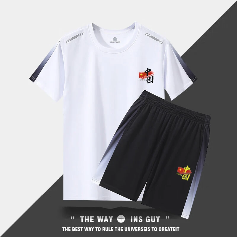 中国队China速干短袖运动套装男女体育生训练教练服出场服定制