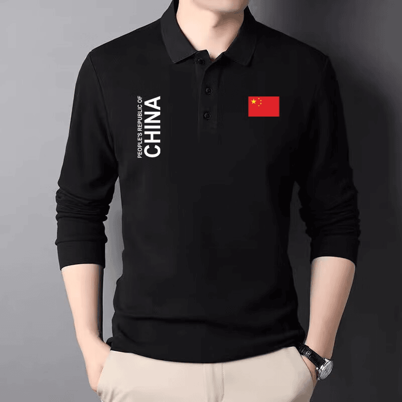 中国CHINA男女运动翻领POLO衫长袖男女春秋篮球训练服 定制