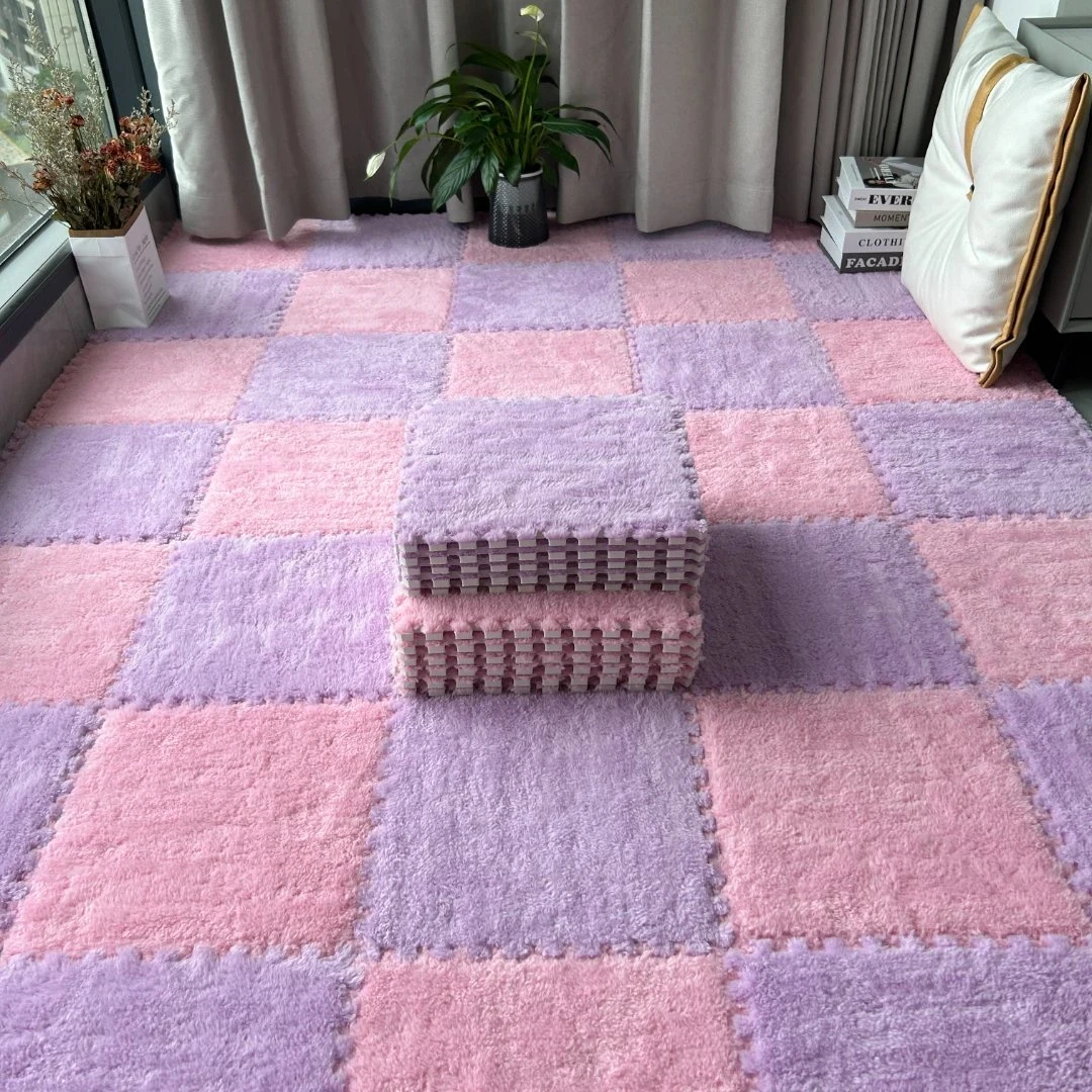 毛绒地毯卧室床边毯简约风房间阳台客厅大面积全铺卧室拼接地垫子