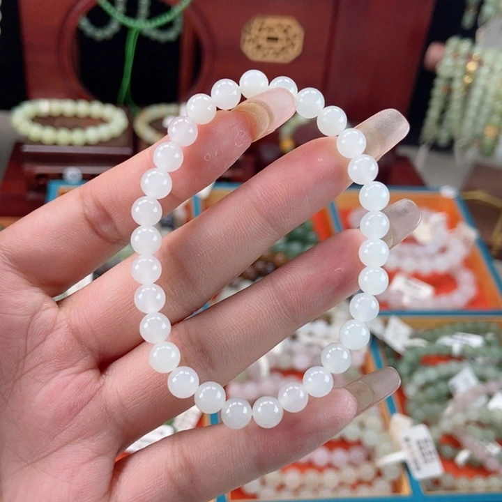 和田玉高冰白玉6mmY未镶嵌