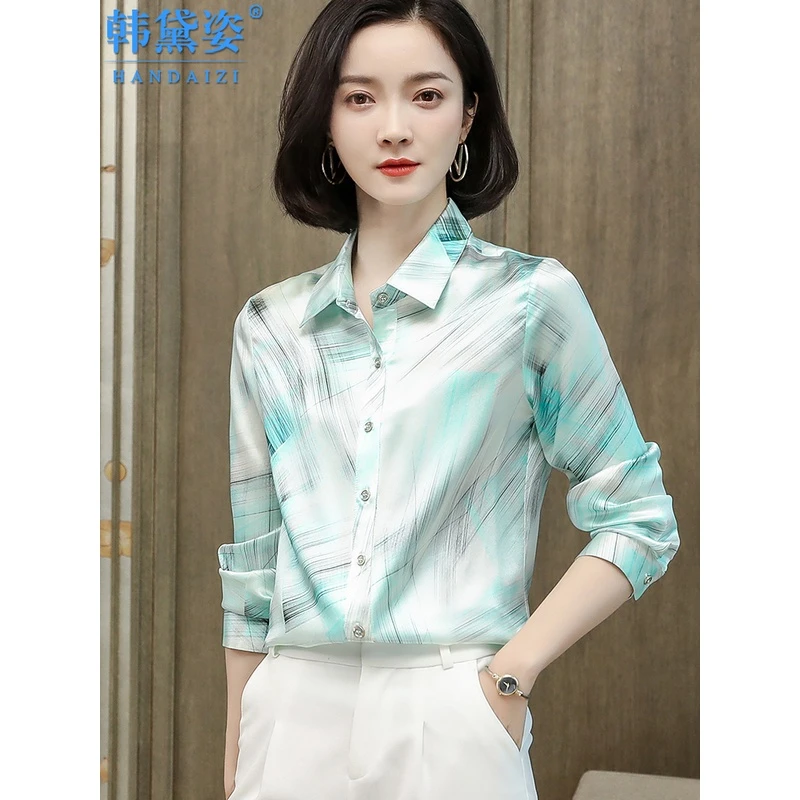 重磅真丝衬衫女长袖2025春装新款时尚高端设计感修身上衣气质衬衣