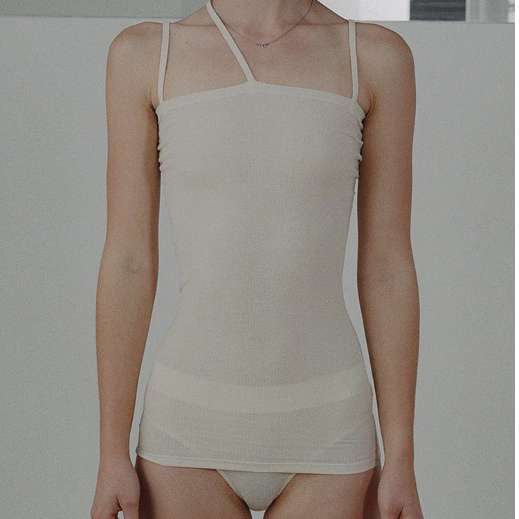 BASERANGE 黑白色不对称基础斜裁基础法式吊带背心内搭正品显瘦