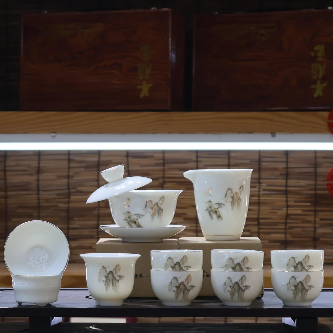 【不止】羊脂玉瓷会当凌绝顶茶具套装