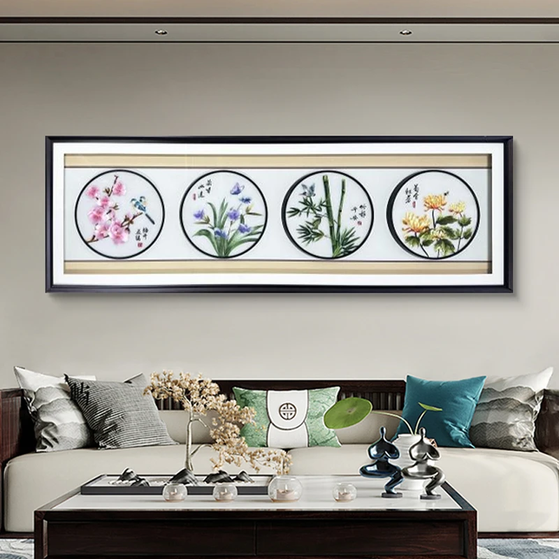 【苏绣坊】客厅沙发背景墙刺绣装饰画高端织锦刺绣