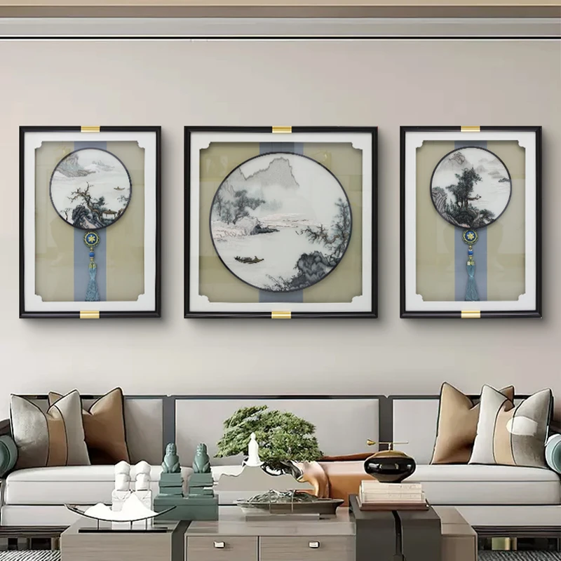 【苏绣坊】刺绣画挂画中式客厅装饰画轻奢大气苏绣别墅壁画新