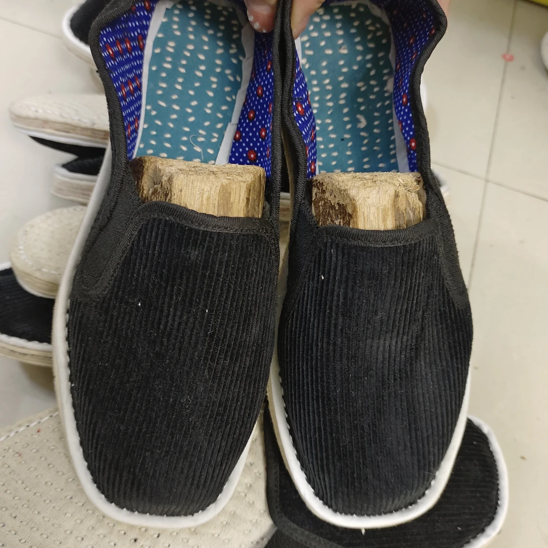 37码布底纯手工千层底布鞋透气黑色舒适休闲