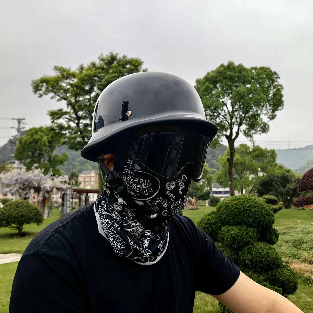 德式复古大兵国标电动车摩托头盔四季个性哈雷半瓢盔男女巡航夏季