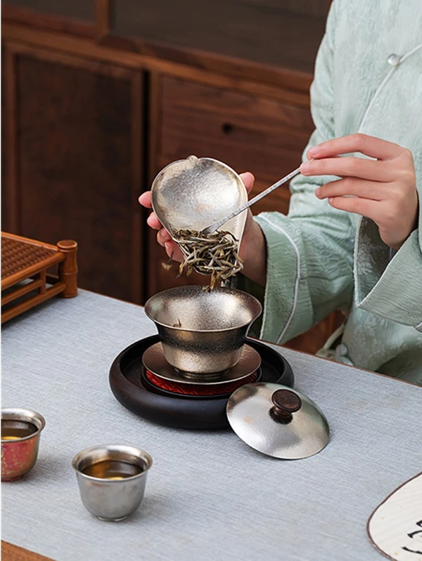 高端纯钛茶则茶拨二件套高档茶铲茶勺茶匙分茶器茶道零配功夫茶