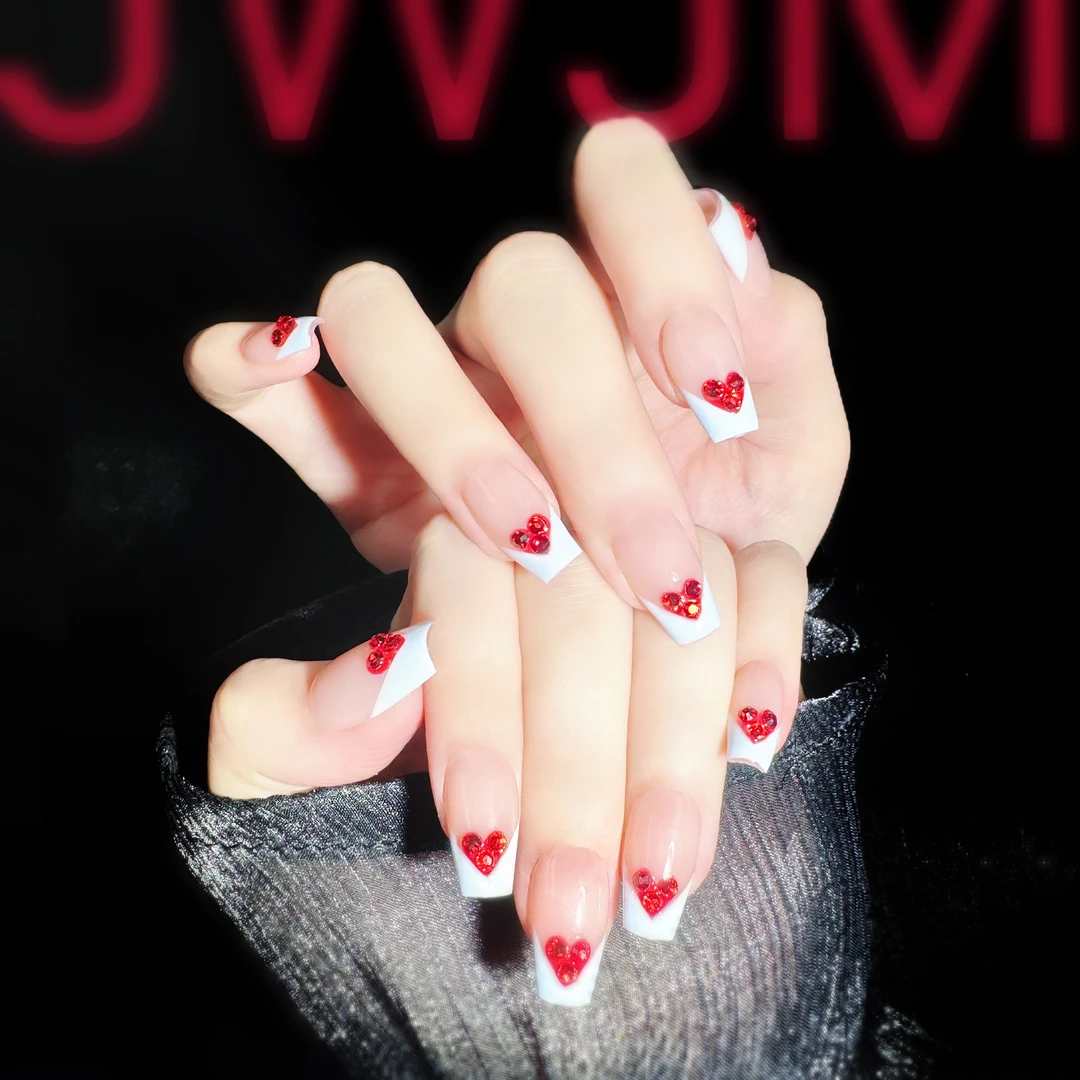 【LAILAI292号】JWJM设计手工穿戴白色爱心法式百搭显手白10片夏款