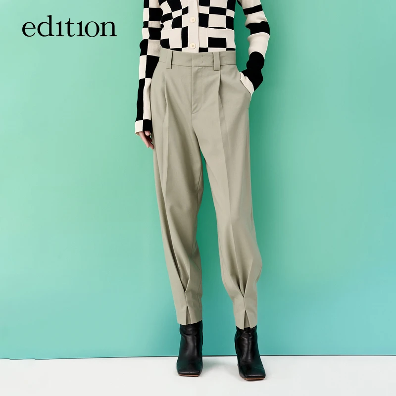 【商场同款】edition束脚裤女秋新款羊毛精仿高腰长裤#EBB3PAT011