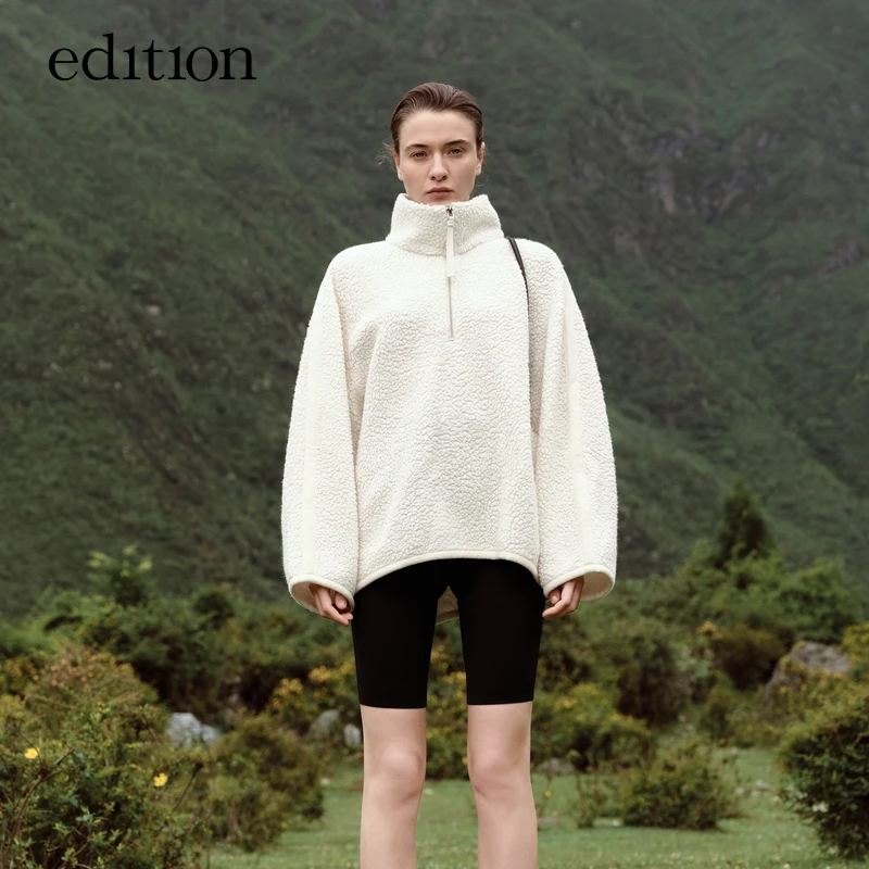 【E+轻生活系列】edition高能感运动风羊羔毛套头外套#EBC3COT018