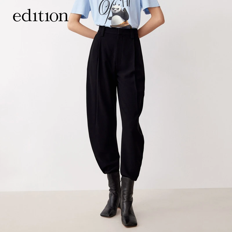 【商场同款】edition束脚裤女秋款醋酸高腰休闲长裤#EBB3PAT012