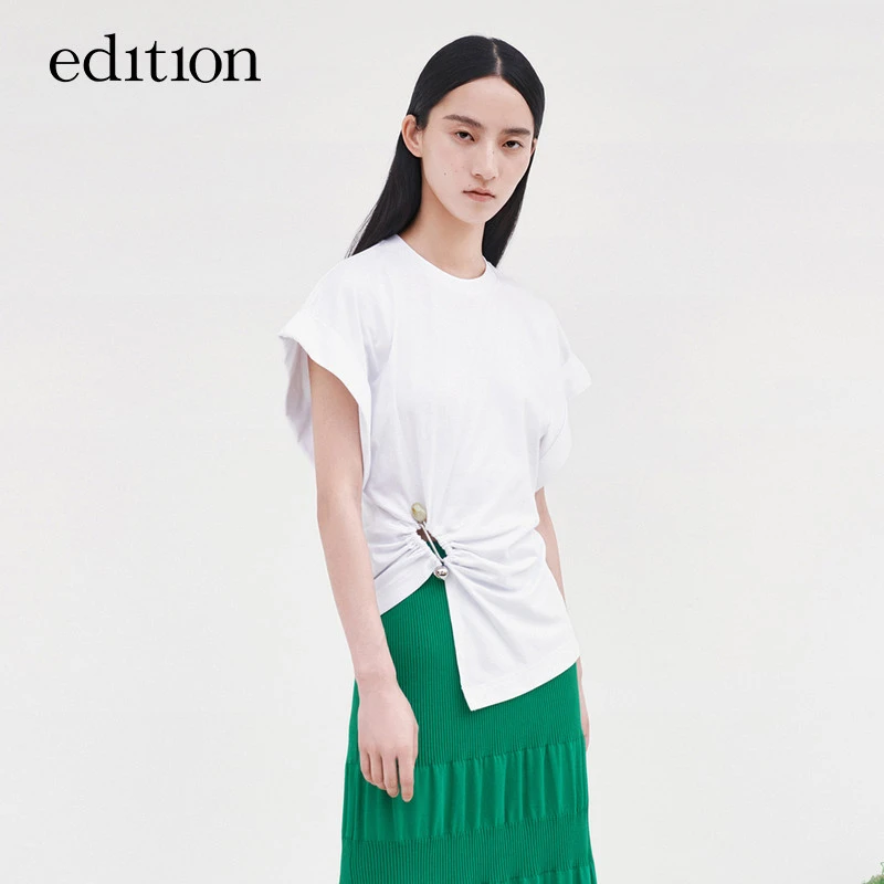 edition宽袖时装T恤休闲设计感金属扣短袖EBB2TEE008#EBC2TEET21