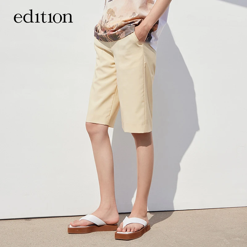 edition西装短裤女夏新款精纺直筒裤休闲裤子WOOLMARK#EBA2SOT001