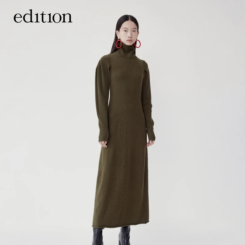【商场同款】edition镂空衣袖羊毛针织连衣裙长裙#EBB4DRS007