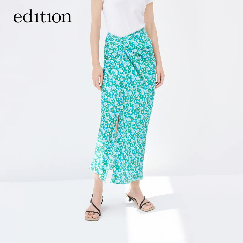 【赵老板专属】edition半身裙立裁褶皱半裙碎花包臀裙#EBC2SKTT03