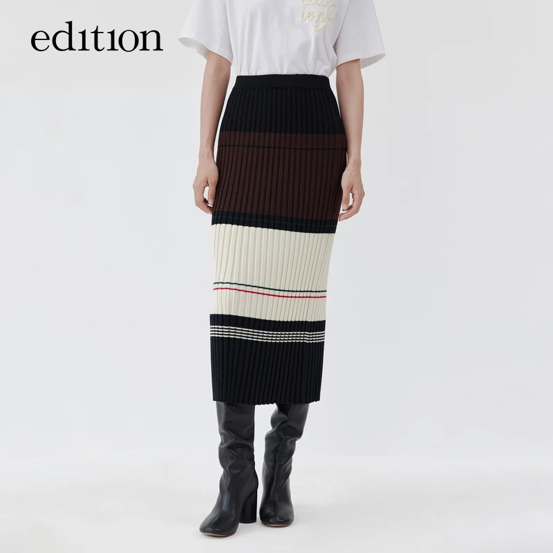 商场同款edition彝族灵感系列条纹毛织针织裙#EBB4SKT013