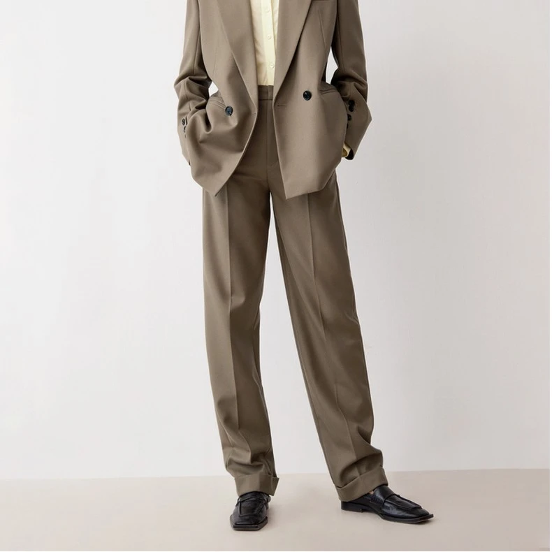 【商场同款】edition翻脚口绵羊毛西裤秋款休闲直筒裤#EBB3PAT027