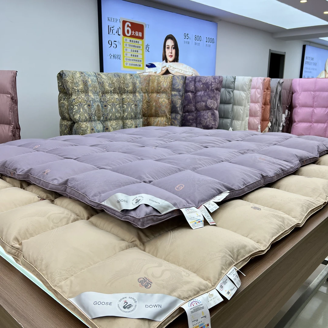 D安洁莉娜95羽绒被2米6斤立体双边纯棉冬被棉被加厚春秋被被芯