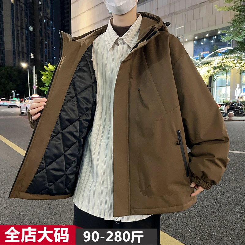 大码工装宽松棉衣外套男加肥大码胖子棉服200斤男款时尚棉袄夹克6