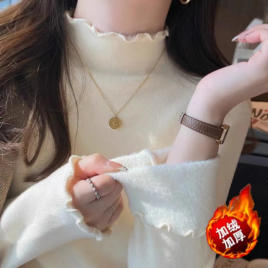 一体绒毛衣女2023新款爆款冬季加厚加绒打底衫内搭高级感上衣