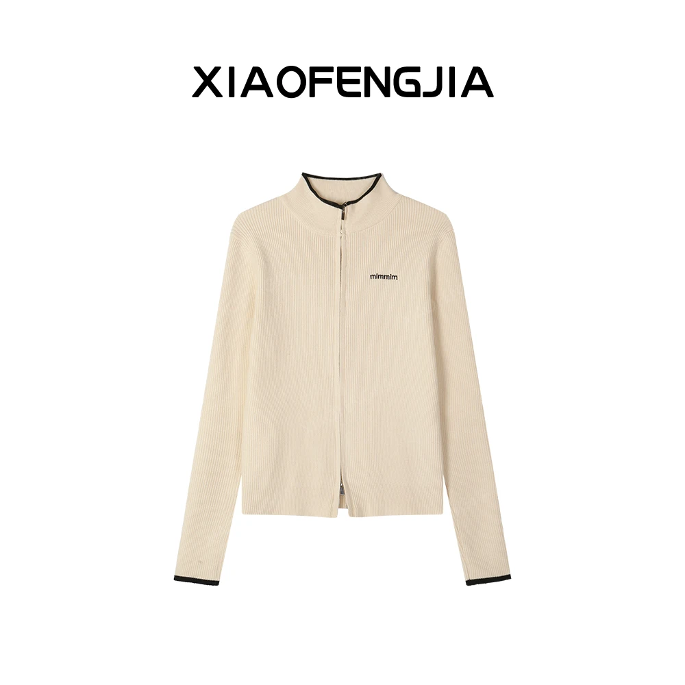 2025 冬季新款【四季青小封家轻奢】立领刺绣双头拉链毛衣针织开衫