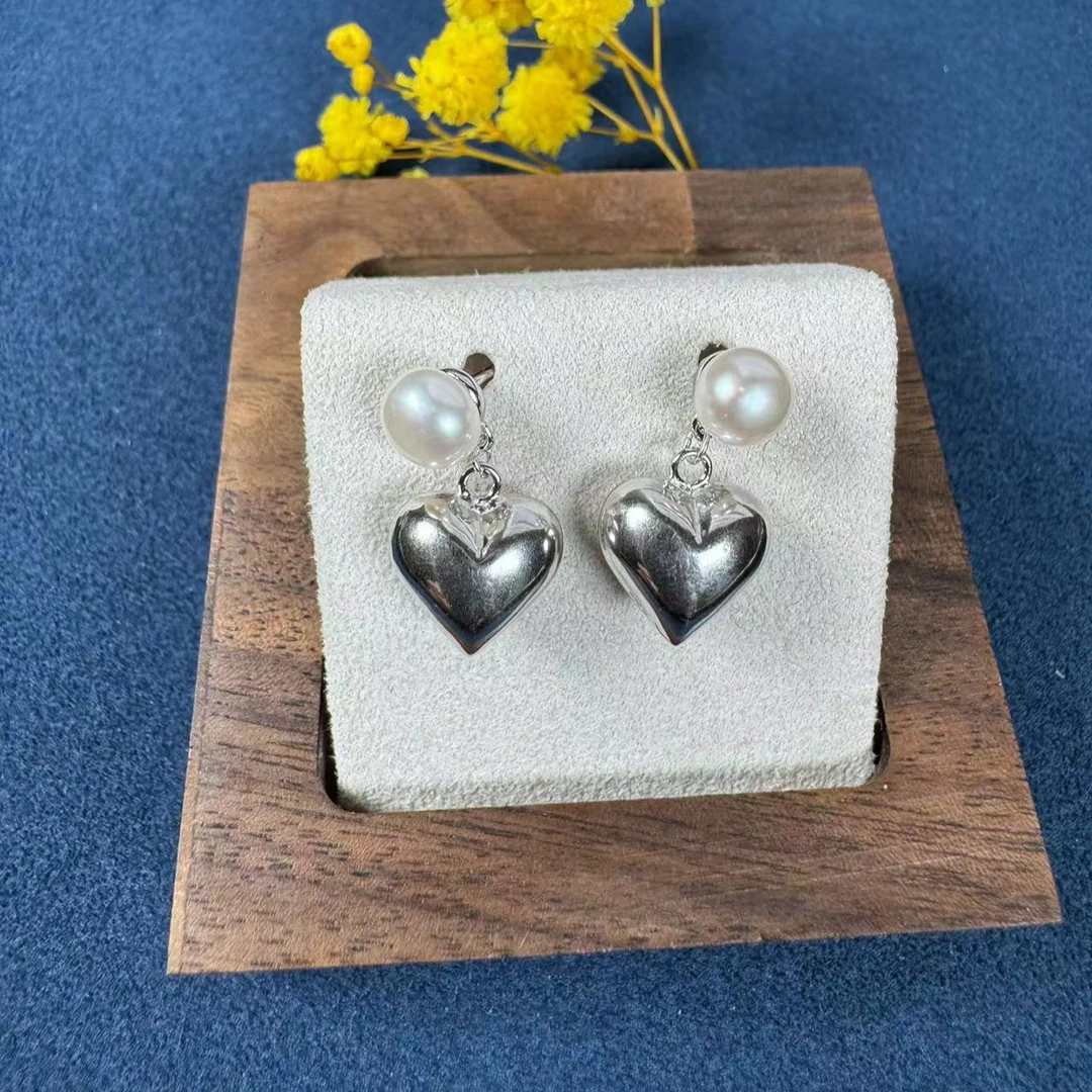925银仿珍珠耳饰 65 925银爱心耳钉高级感时尚气质轻奢小众简约
