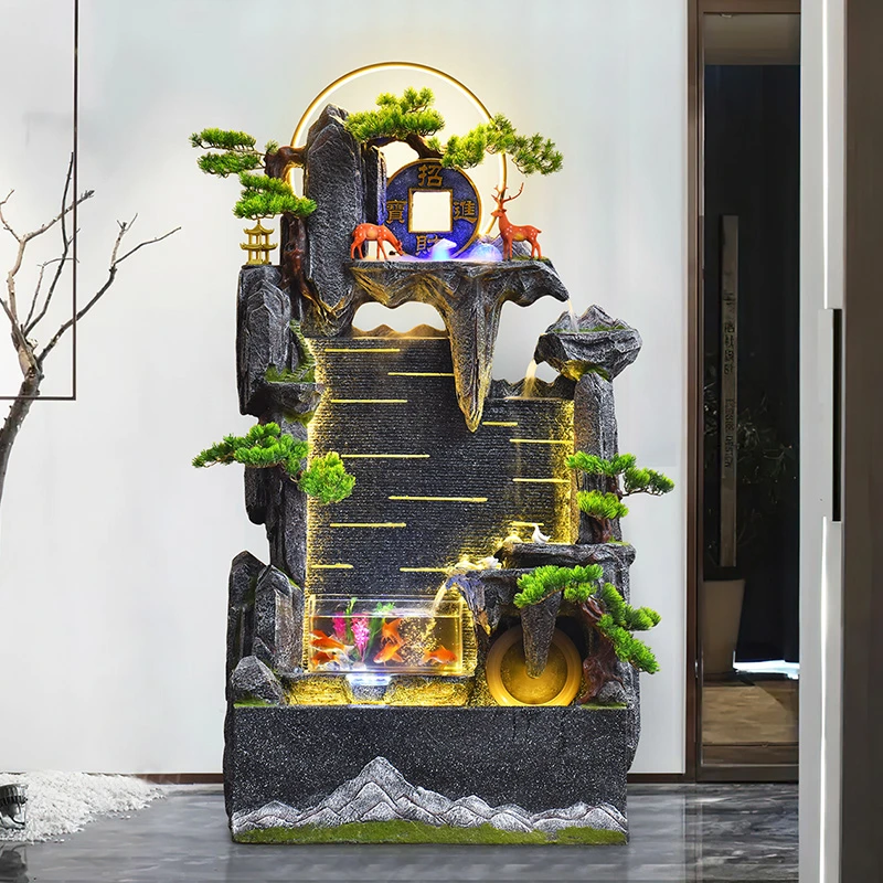 7205中式大型喷泉玄关水景庭院生财水幕风水轮流转流水摆件