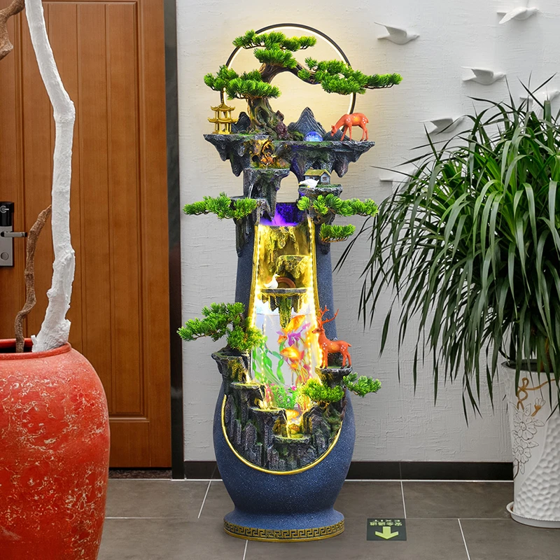 7203富贵长流水景喷泉假山加湿器办公室流水生财摆件循环水