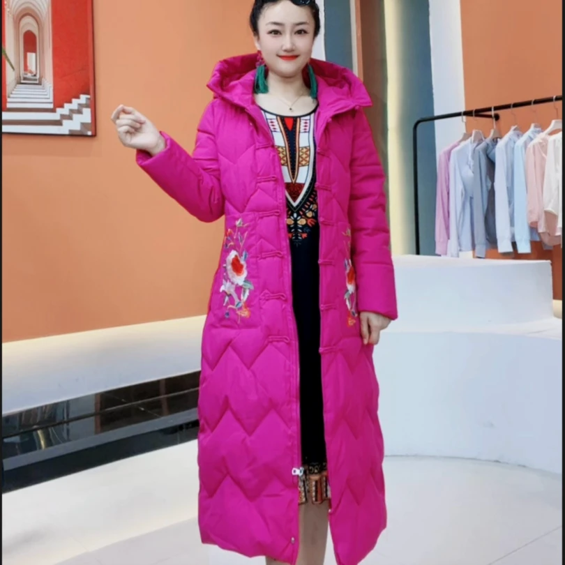 （老板娘专宠、拍一发二）民族风棉服女中长款2023新款过膝棉袄棉衣