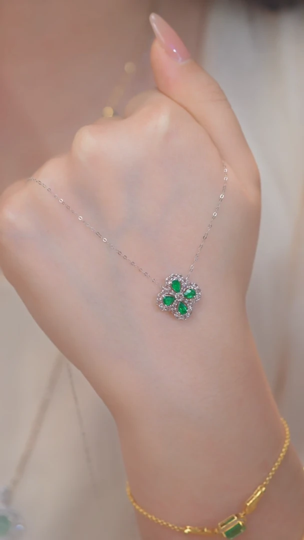【闪购商品】祖母绿项链18K金镶嵌（0.7ct）@@U7298