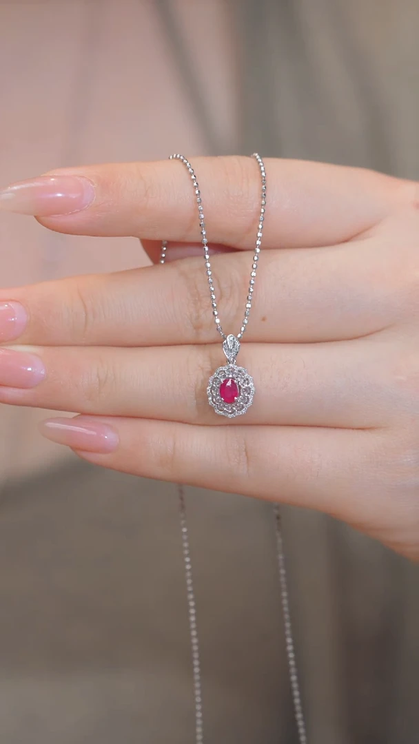【闪购商品】红宝石吊坠不含链18K金镶嵌（0.42ct）@@U7435