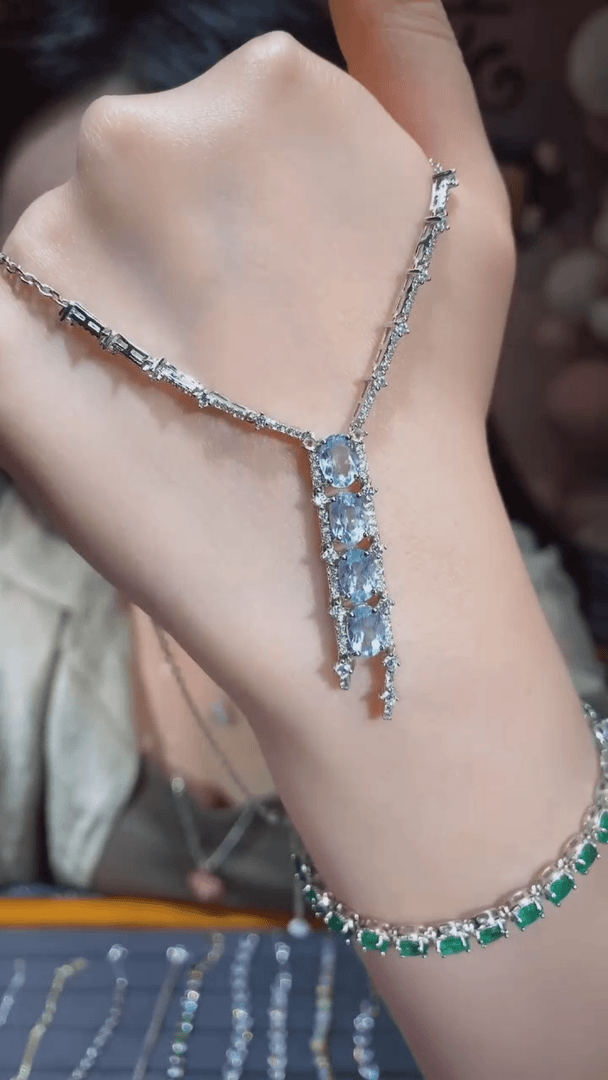 【闪购商品】海蓝宝石颈饰银S925镶嵌@@W0192