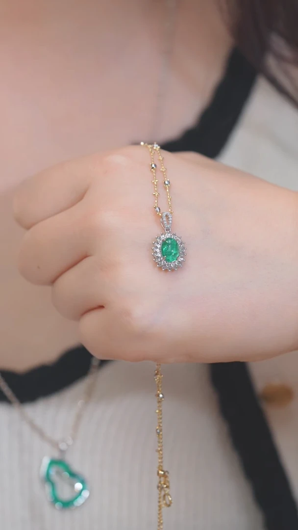 【闪购商品】祖母绿吊坠不含链18K金镶嵌（1.2ct）@@U6453