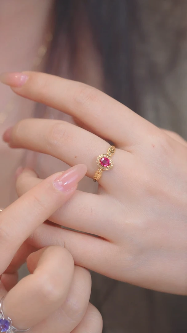 【闪购商品】红宝石戒指18K金镶嵌（0.55ct）无烧 @@U7189