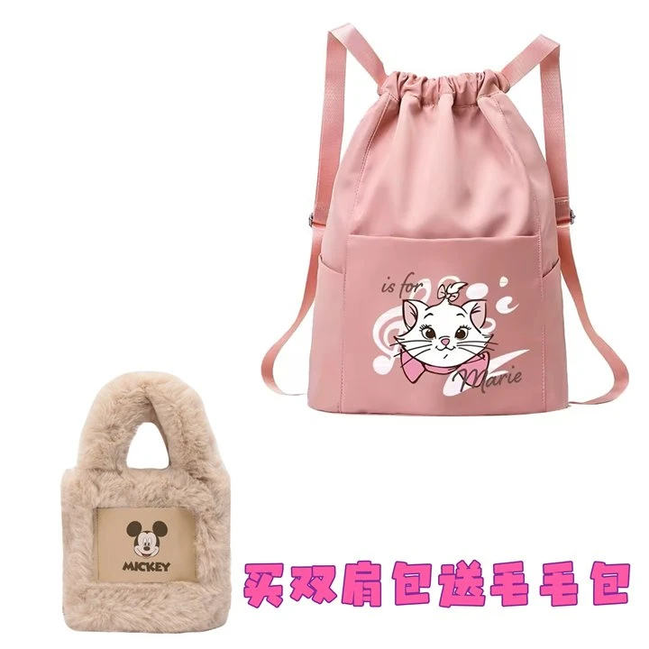 阪织屋【买一送一】玛丽猫联名款时尚休闲双肩包百搭通用抽绳防水