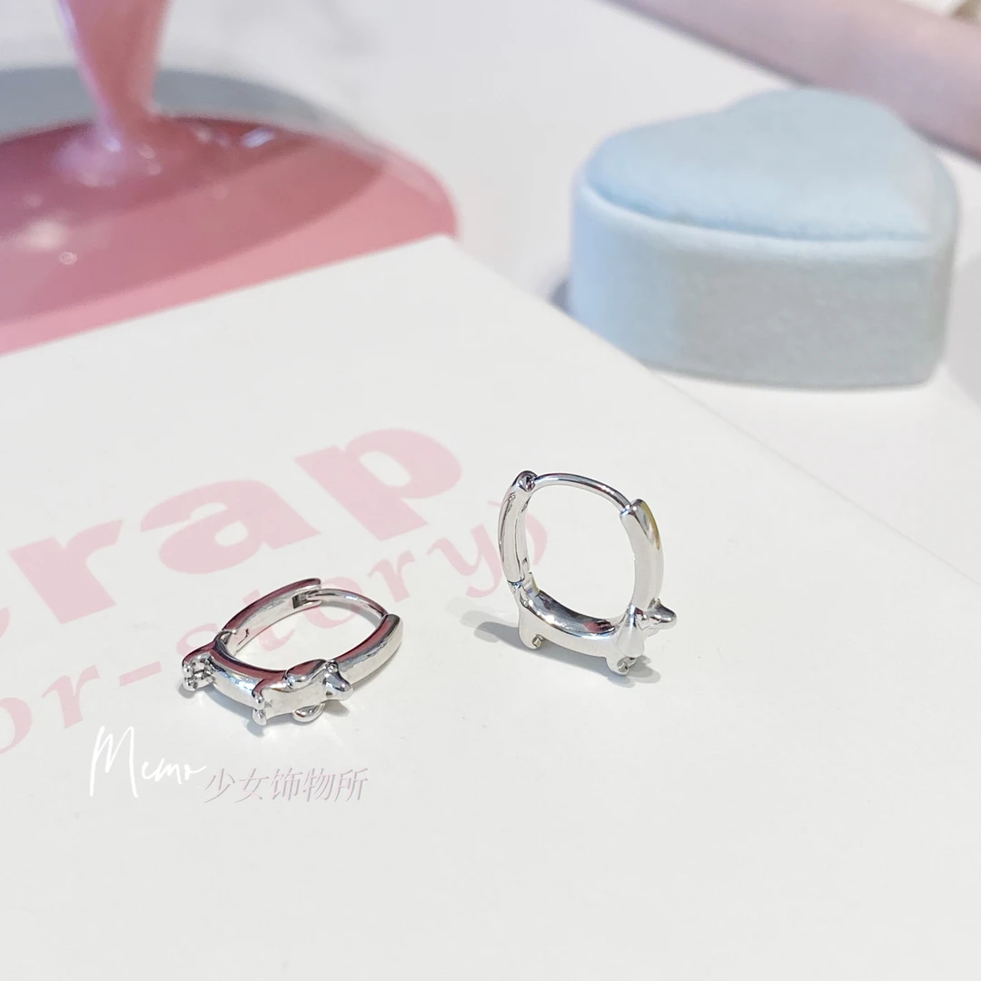 铜合金耳饰 E039 腊肠小狗 甜酷设计感耳圈耳扣