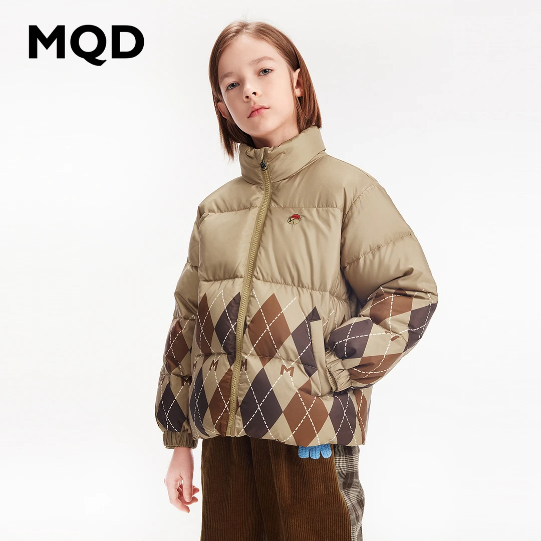 MQD童装冬季新款立领休闲圣诞风羽绒服保暖面包服9224W1365
