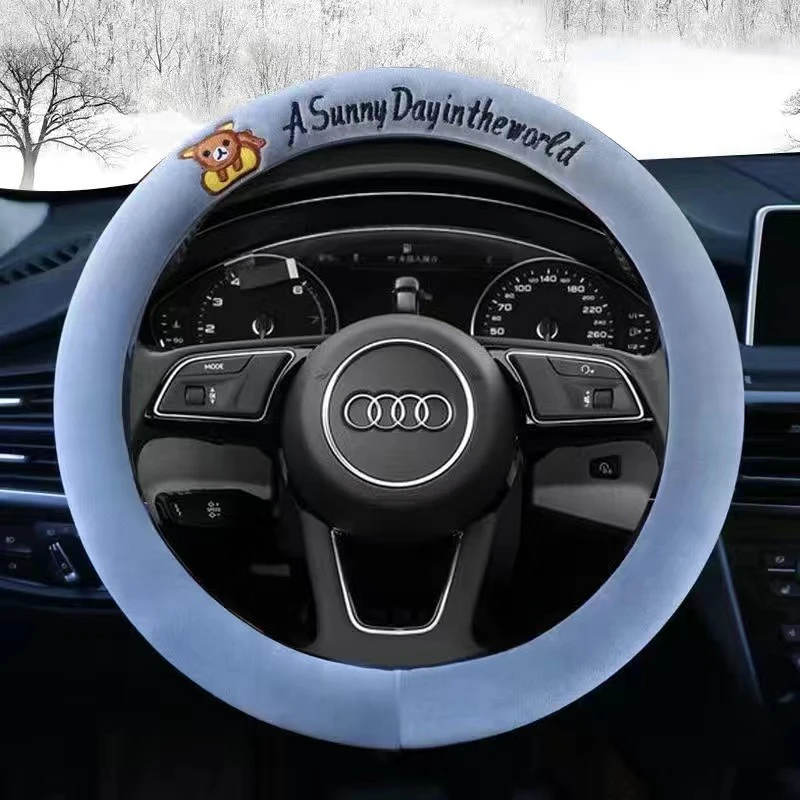 时尚短绒方向盘套汽车把套短毛绒卡通冬季通用型防寒保暖加绒加厚