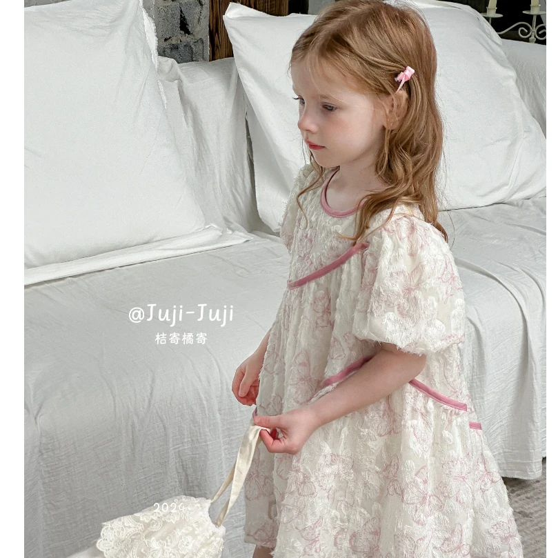 桔寄橘寄桔寄橘寄juji•橘寄琉璃纱连衣裙x8216蕾丝女童复古夏季绿