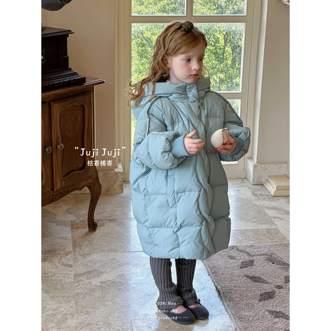 juji•橘寄行走的羽绒被女童杜邦三防白鹅绒服D8202冰蓝色加厚