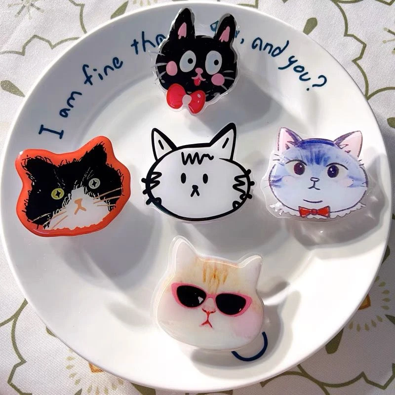 自制可爱ins搞怪猫咪头气囊支架懒人桌面追剧3M卡通粘贴式通用