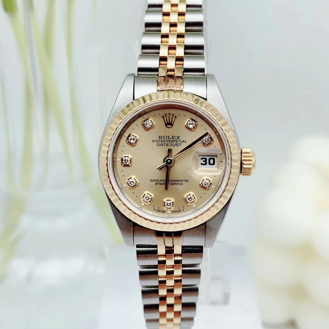 95新 Rolex/劳力士 日志 69173 表径26mm 金色盘面大包钻 单表