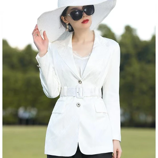 【中先森】    高定新款修身显瘦时尚气质真丝桑蚕丝西装    160