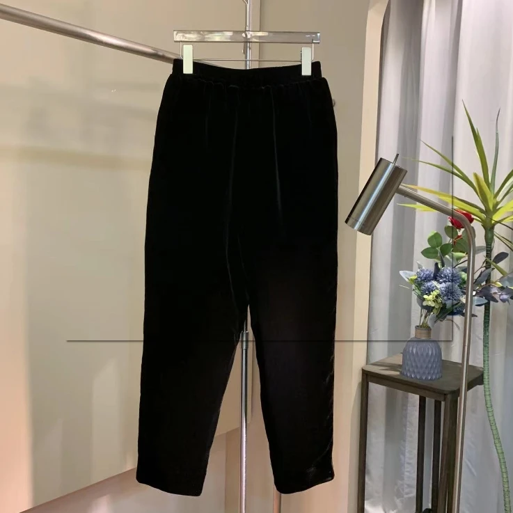 【中先森】   高定新款桑蚕丝丝绒时尚百搭休闲哈伦加棉长裤    745
