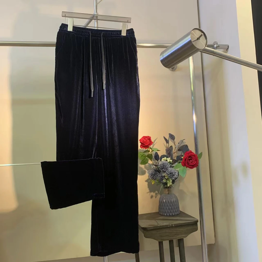 【中先森】高定新款桑蚕丝丝绒时尚百搭直筒长裤      720