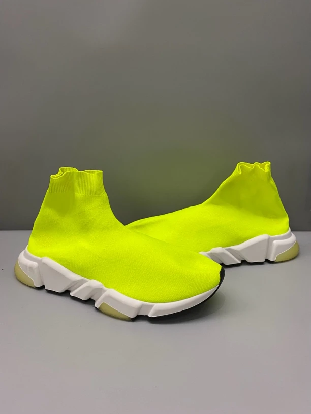 43码 巴黎世家 织物 高帮 休闲鞋 荧光绿