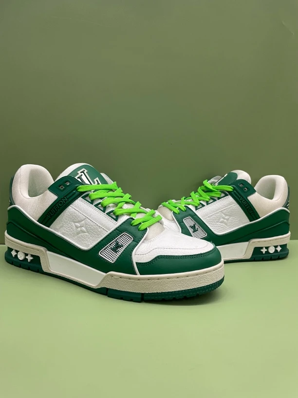40码 路易威登 Trainer 时尚板鞋 绿色